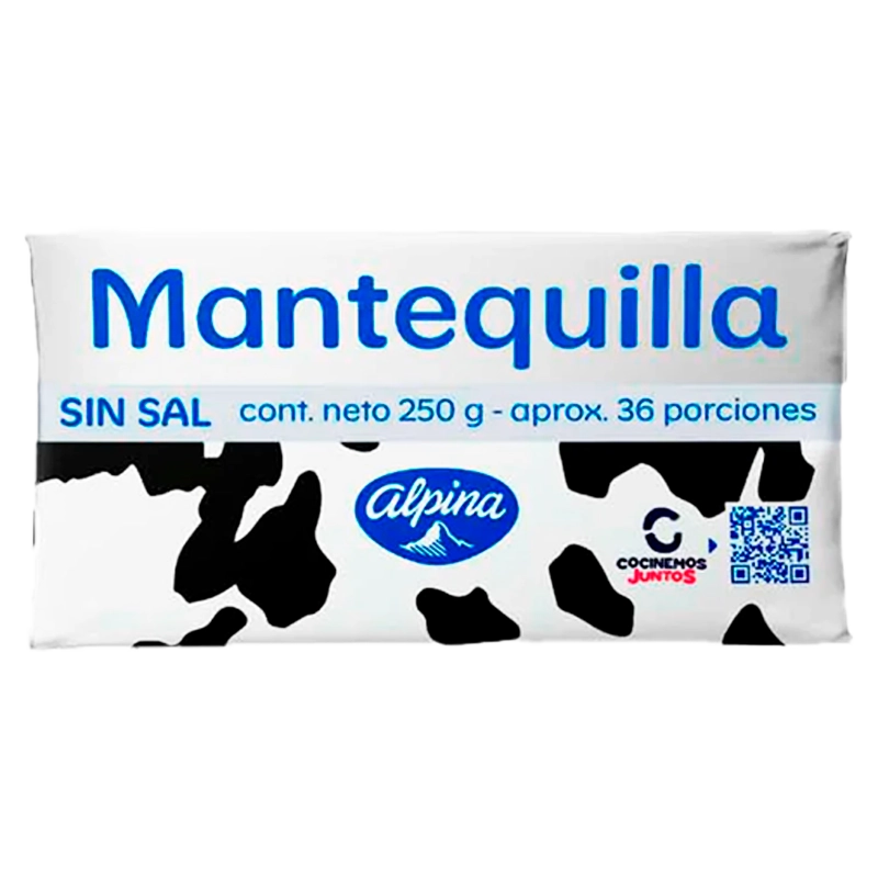 MANTEQUILLA ALPINA SIN SAL 250G